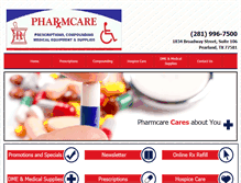 Tablet Screenshot of pharmcarepharmacy.com